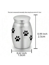 1個隨機款式的不鏽鋼寵物骨灰罐金屬紀念罐,適用於貓狗葬禮