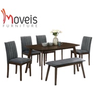BONIE DINING SET 1+4+BENCH /DINING SET 1+4+Bench/Dining Table Set/ Meja Makan Set 4 to 6 Seater