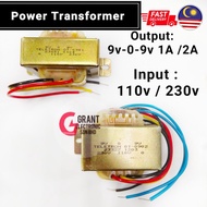 T-0901 9V 1A 2A Teletron Power Transformer 9v-0-9v