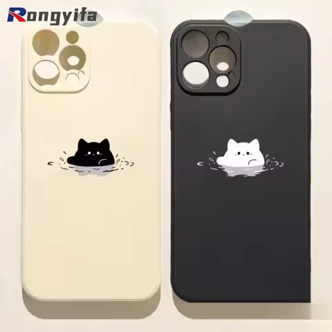 For Huawei Nova Y91 Y90 Y73 Y72 Y71 Y70 Plus Y61 Y60 5G 4G Phone Case Couple Cat Cute Cartoon Simple