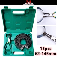 15pcs 62-145mm Automotive Motorcycle Bike Piston Ring Compressor ClampTool Kit Plier & Piston Ring D