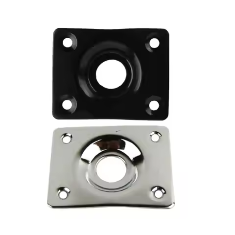 FLEOR 1PC Guitar Jack Plate Output Jack Plate,Chrome/Black