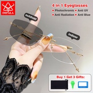 IMPALA JS6026W 4 in 1 Photochromic Anti Blue Light Myopia Glasses for Women UV400 Lens Auto Change C