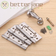 BETTER-JANE Stainless Steel Hinge, 304 Stainless Steel 4 Inches Door Stopper Hinge Set, Useful 3+1 S
