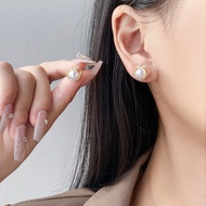 OI8I Silver Needle Love Pearl Earrings Female Retro High-End Light Luxury Earrings Earrings Simple s