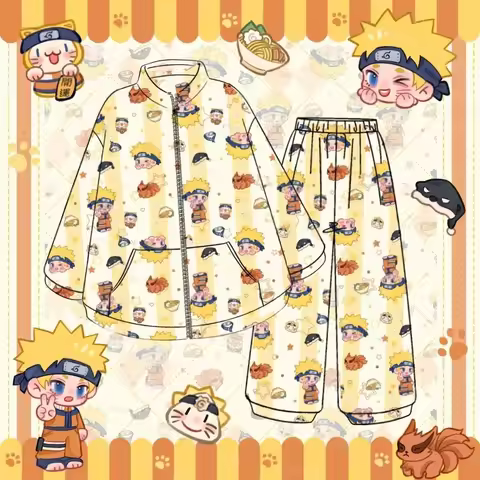 Naruto Flannel Pajama Set - Cute Naruto, Obito, Kakashi Print Winter Sleepwear, Warm Comfy Family Pa