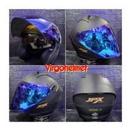 JPX NOVA X SOLID BLACK DOFF GOLD VISOR IRIDIUM BLUE SNI DOT HELMET