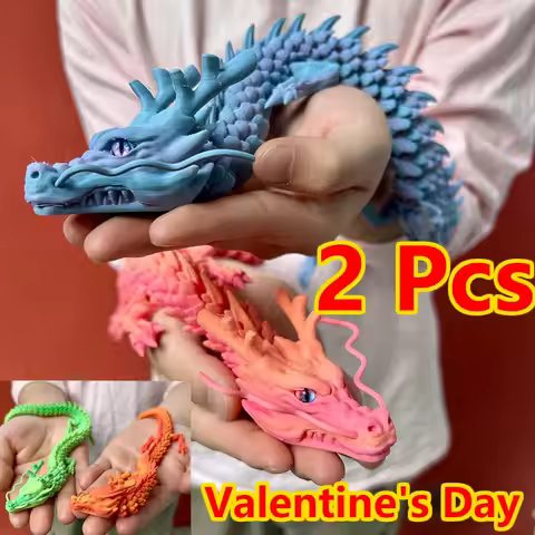 3D Printed Chinese Dragon Statue, Flexible 3D Printed Animal, Couple, Lover, Gift, 30cm/11.81 Inches