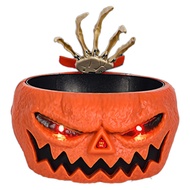 J8Halloween Skull Pumpkin Bowl Pumpkin Candy Bowl Holder for Haunted House Decor Halloween Horror
