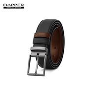 DAPPER เข็มขัดหนัง Saffiano Vegan Leather Belt สีดำ