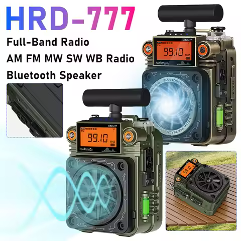 HRD-777 AM FM MW SW WB Full-Band Radio Receiver Bluetooth Radio Fingertip Gyroscope Mini Radio Multi