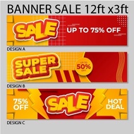 BS123 BANNER SALE 12ft x 3ft (Design A/Design B/Design C) Tarpaulin 320gsm