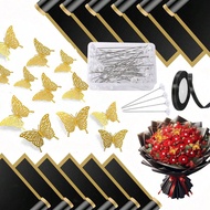 145PCS/Set Of Bouquet Packaging Materials (100pcs Crystal Rhinestone Decorative Head Pins + 20pcs Go