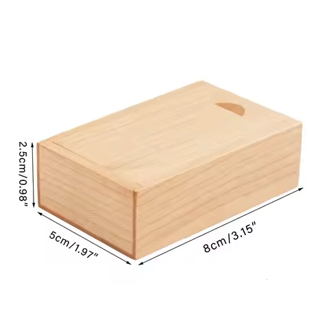 3.15x2x0.98inch Natural Wood Gift Boxes with Sliding Top Storage Box for Necklace Ring Jewelry or US