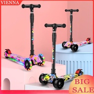 Foldable Kick Scooter Adjustable Height Kids Scooter Lean To Steer Kids Push Scooter Non-Slip Deck f