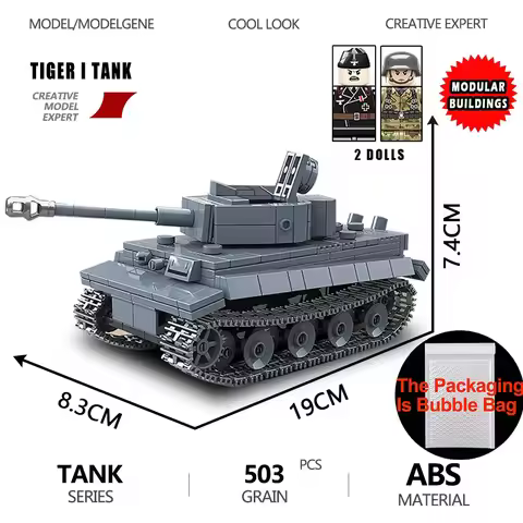 Military Series Panzer Tiger I Heavy Tank Building Blocks DIY World War II Vehicle Model Bricks Toys