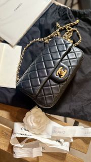 Chanel Black CF20 金球 classic flap 20 黑金羊
