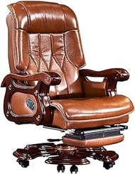 Big and Tall Executive Office Chair with Solid Wood, Ergonomic High Back Classic Bonded Leather Padded and Footrest Reclining Swivel Chair, Computer Desk Chair with Armrest lofty ambition