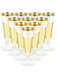 25入組香檳杯塑膠金色香檳杯清晰即棄香檳杯水晶香檳杯塑膠酒杯用於婚禮祝酒杯派對雞尾酒杯