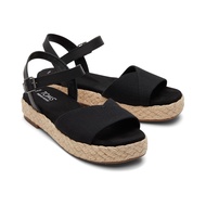 TOMS รองเท้าแตะลำลองผู้หญิง รุ่น Abby Black Slubby Woven Leather (CE) รองเท้าลิขสิทธิ์แท้
