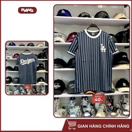 Raws New Era LA Dodgers Navy Blue Baseball Striped T-Shirt