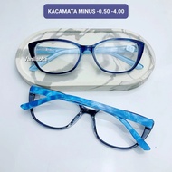 Kacamata wanita minus cat eye import lensa minus optik -0.50 -4.00 request minus cylinder tangkai frame bermotif