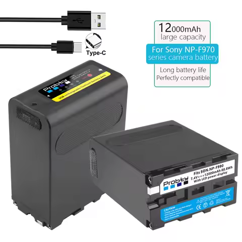 New Upgrade NP-F990 NP-F960 NP-F970 Battery for Sony HXR-NX5R HXR-NX1 OLED Touch Screen | Power LED 