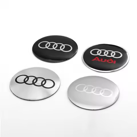 4pcs 56/60/65MM Car Wheel Hub Tire Center Covers Caps Sticker Decor For Audi Sline A4 B8 A3 8P A6 C7