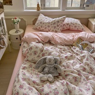 Korea Style Quilt Cover Flower Printed Washed Cotton Duvet Cover Single/Queen/King Comforter Cover