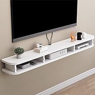 Wall-Mounted Floating TV Stand Wall-Mounted Shelf/TV Cabinet Entertainment Center Cabinet Component,for Storage Unit Audio/Video Console Cable Box Router (Color : White, Size : 80x22x15cm)