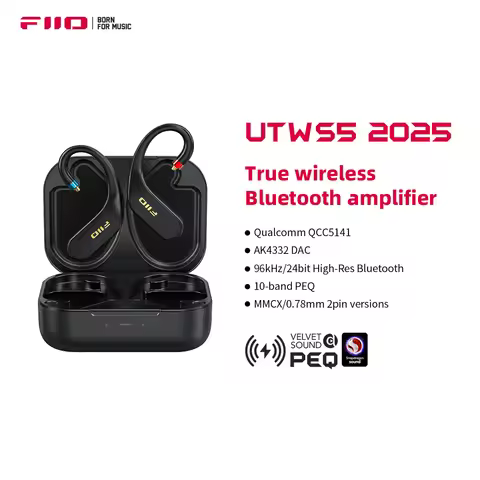 FiiO UTWS5 2025 True Wireless Bluetooth Earbuds Hook & Headphone Amp for IEMs, Hi-Res 96kHz/24bit LD