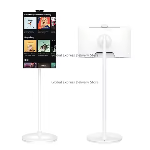 32 Inch Smart Portable Full HD LED Backlit Android Display Digital Signage White Wheeled Movable TV 