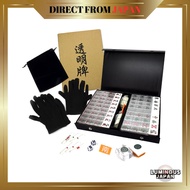 JUST style【Transparent Mahjong Tiles Set】(Blindfold Bag + Black Gloves for 4 Players) Mahjong set in