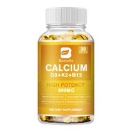 BEWORTHS 4-in-1 Calcium 600 Mg with Vitamin D3 K2 B12 Capsules for Bone Strength Heart Health Immune