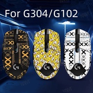Kam For Logitechs G304/G102 mouse skin anti-sweat sticker elastic non-slip cartoon delicate side gri
