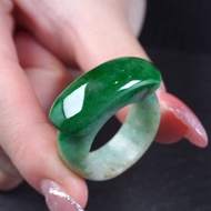 飄綠花翡翠馬鞍戒玉戒指 | 國際18圍 | 天然緬甸玉翡翠A貨 | 送禮