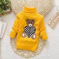 IENENS Kids Boy Turtleneck Sweater Winter Girl Warm Clothes Bear Pullover Children Knitted Sweater 2