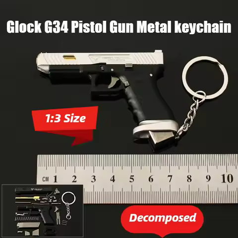 2025 Glock TTI G34 Gun Small Pistol Pendant 1:3 Nylon Hand Grab Model Alloy Battle Master Metal Key 