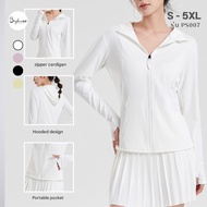 (Plussize S-5XL) Bigbraco | PS007-Hooded Jacket Long Sleeves Front Zipper Sleeve Exercise