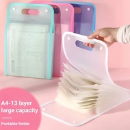 File Organizer/ File Bag Handle Transparent Waterproof Multi Layer Folder File Bag 13 Compartments D
