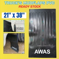 PVC Mudflap (21 x 38) Inch Awas Logo Lori Truck High Quality Getah Keras Mudguard Splash Guard