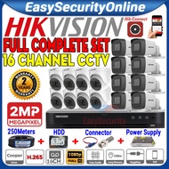 HIK HIKVISION 2MP Full Set 16-CHANNEL HD 1080P CCTV 16CH DVR + Camera + Hard Disk + Power Supply + C