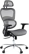 Ergonomic Office Chair, Home Desk Chair Mesh Computer Chair, High-Back Support Comfy Chair with Adjustable Height/Tilt/3D Armrest and Headrest, Rolling Computer Task Chair, Gaming Chair(Grey)