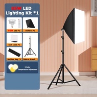 Softbox Lighting Kit Photography Continuous Lighting System with 5700K E27 LED Bulb and Remote for P