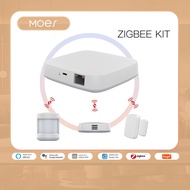 MOES Tuya Zigbee Smart Gateway Hub Home Automation Scene Security Alarm Kit PIR Door&amp;Window  Temperature&amp;Humidity Sensor Smart Life