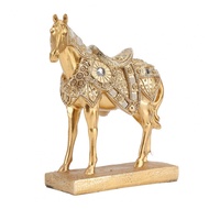 Horse Figurine Decoration Gold Resin Horse Standing Statue