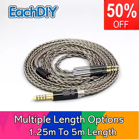 Earphone Cable 16 Core Grey Silver plated For ATH-R70Xa Audio-Technica ATH-R70X Headphone Headset LN