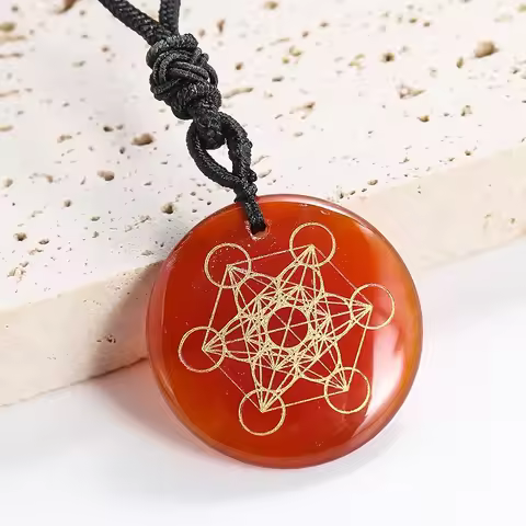 Orgonite Pendant Necklaces Metatron Cube Sacred Geometry Yoga Energy Reiki Red Agate Choker Necklace