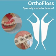 50 PCs Ortho Floss Cleanpik Orthodontic Flosser Stick, Braces Floss, Floss Stick