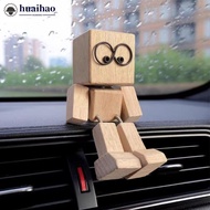 HUAIHAO Cute Shaking Legs Wooden Man Doll Figurine Car Dashboard Decoration Desktop Ornament Creativ